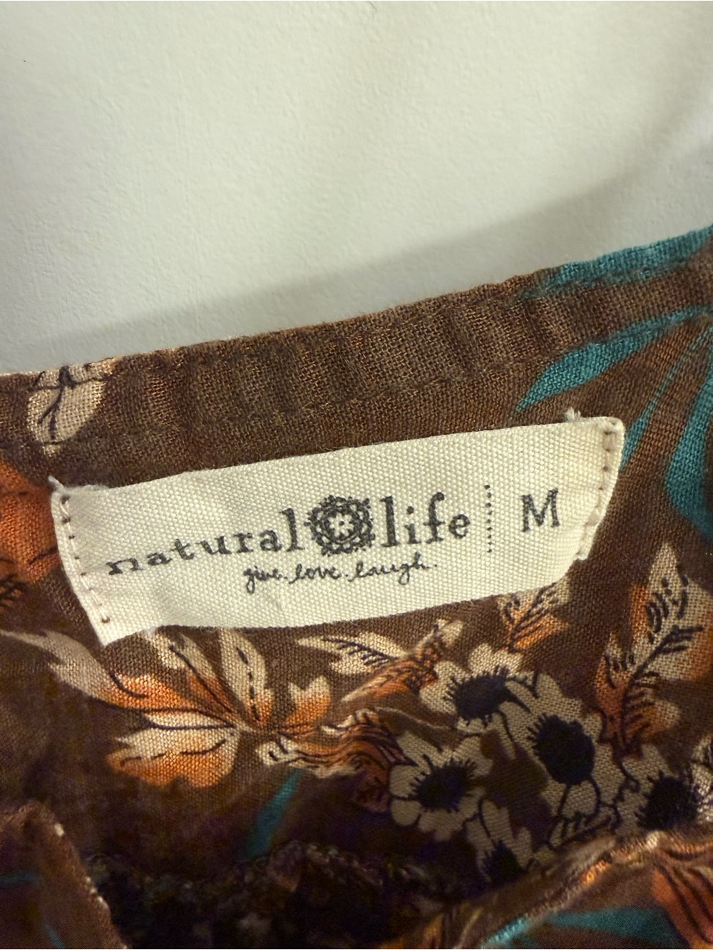 NATURAL LIFE Brown Floral Maxi Dress with Spaghetti Straps Size M - Picture 6 of 6